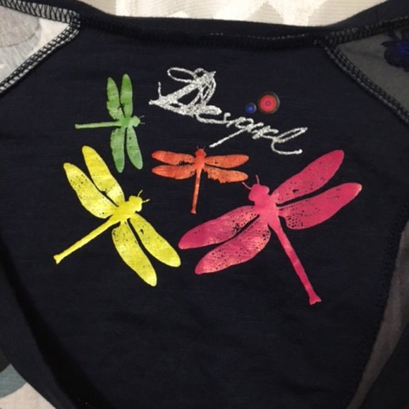 DESIGUAL Multi Media Scoop Neck Top M - Picture 3 of 3